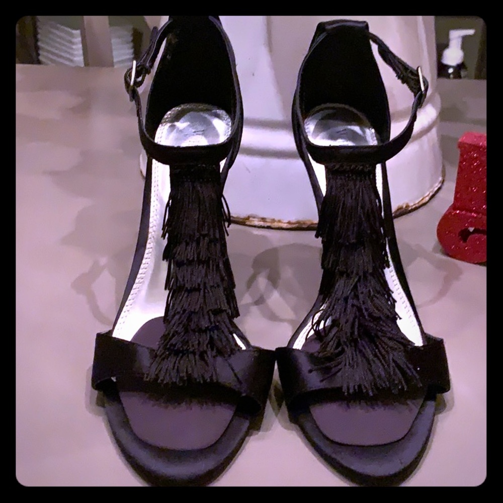 White House black market fringe black heels